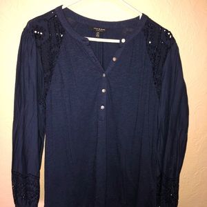 Lucky Brand Dark Blue Top. Size L (runs small)